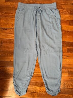 Women’s Light Blue Drawstring Jogger Pants with Elastic Waist